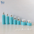 Blaue Airless-Flasche und Dose aus Acryl mit Pumpe